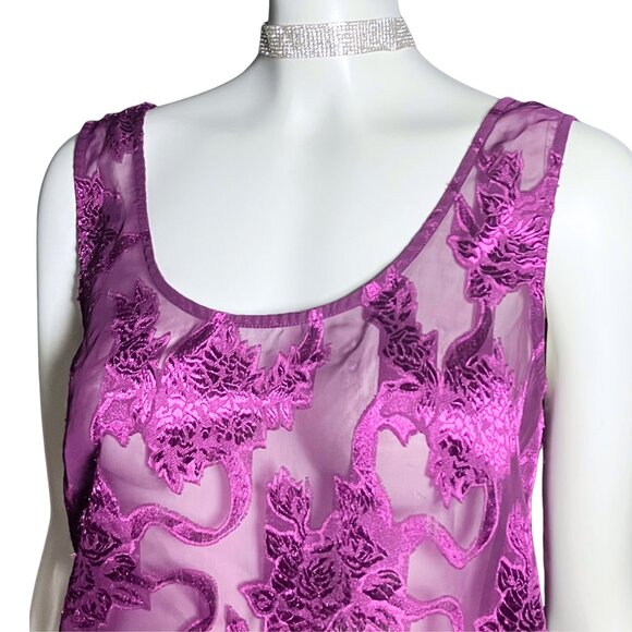 Vintage Victoria’s Secret Gold Label Sheer Purple Tank Top. Small. Fairy Brocade - Picture 6 of 9